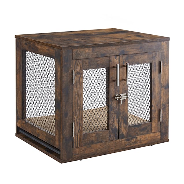 UniPaws Rustic Crate with Tray and Bed for Dogs 23.5
