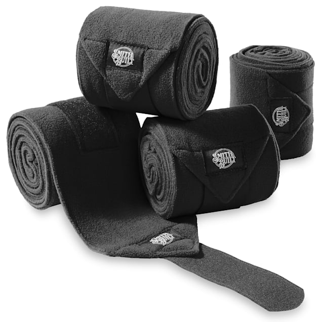 SmithBuilt Black Fleece Polo Wraps Bandages for Horses, Set of 4 - Carousel image #1