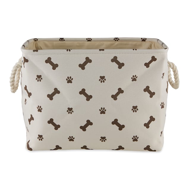 Bone Dry Dark Brown Rectangle Polyester Pet Bin Paw-Bone, Large - Carousel image #1