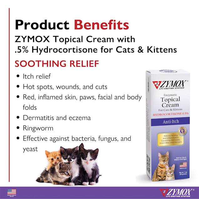 Zymox Topical Cream with .5 Hydrocortisone for Cat Kitten 1 fl. oz. Petco
