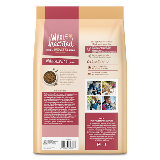 Wholehearted dog store food nutrition facts
