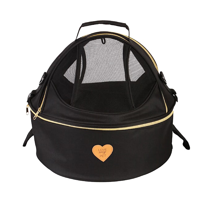 Pet Life Black Air Venture Dual Zip Airline Approved Panoramic Circular Travel Pet Dog Carrier 17.71