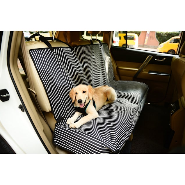 Pet Life Open Road Mess Free Back Seat Safety Car Seat Cover Protector for Dog Cats and Children Navy Blue White