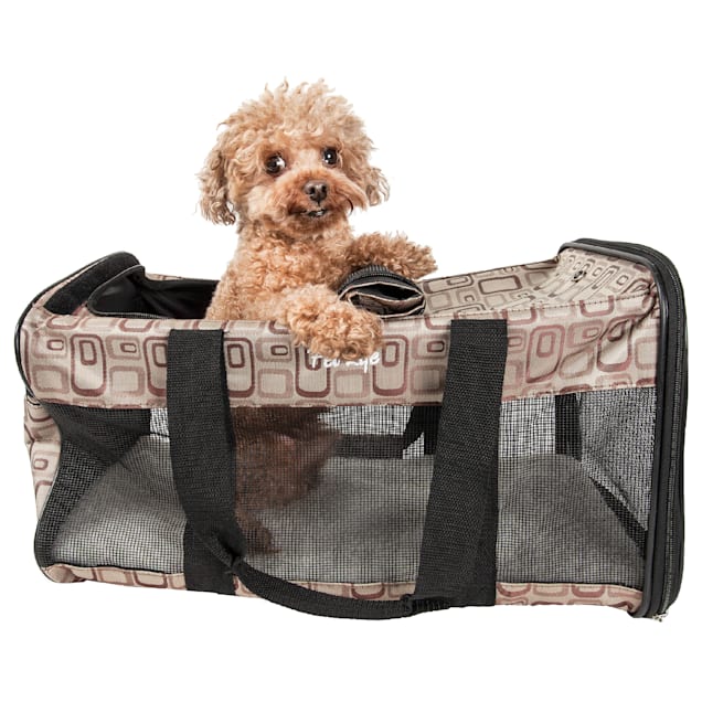 Pet Life Airline Approved Wheeled Travel Pet Carrier, Brown