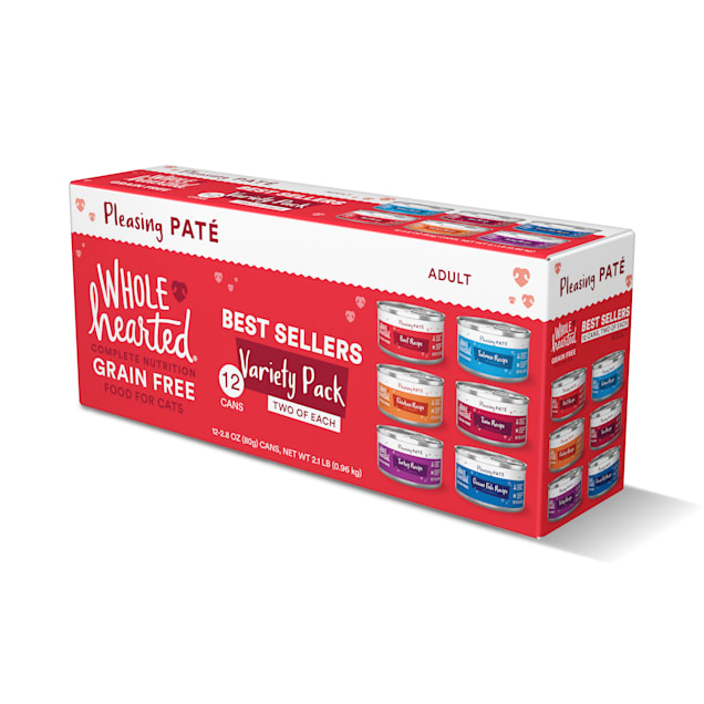 WholeHearted Grain Free Best Sellers Wet Cat Food Pate Variety Pack, 2.8 oz., Count of 12 Petco