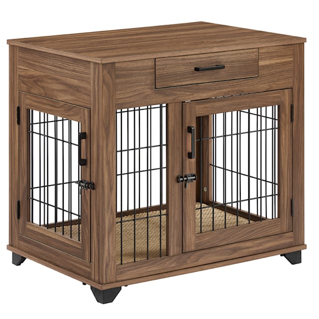 WIAWG Wooden Dog Crate Kennel, Walnut Dog Cage Furniture with 2 Drawers and  Divider, Heavy Duty Dog Crate for Small Medium Dog Y-THD-150144-0506-cc -  The Home Depot