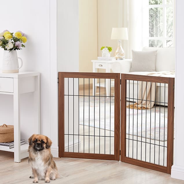 Unipaws Pet Gate Playpen 2 Panel Extension Kit Walnut Medium