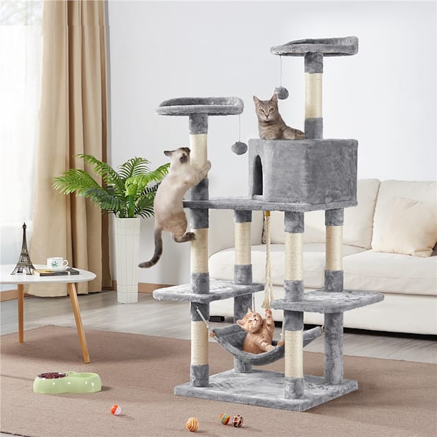 Topeakmart Light Gray Large Cat Tree with Plush Perch 59