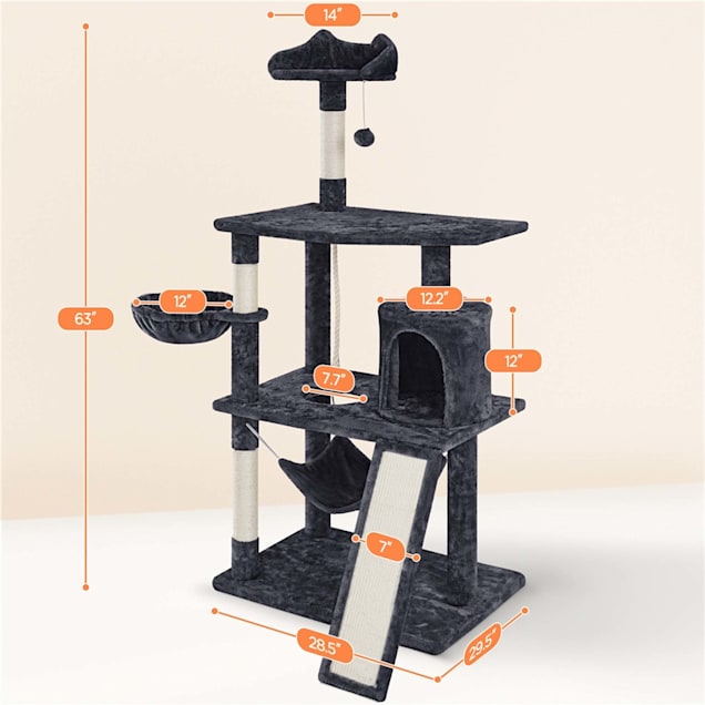 Topeakmart Black 3 Level Cat Tree Condo 62
