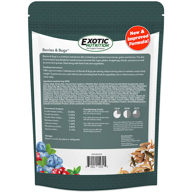 Exotic Nutrition Berries Bugs Small Pet Food 1.5 lbs. Petco