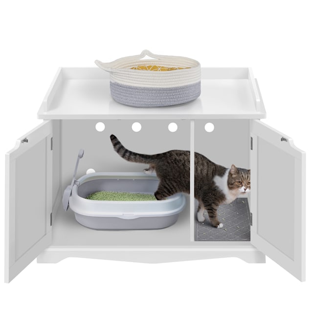 Topeakmart White Decorative Furniture Hidden Washroom Cat Litter