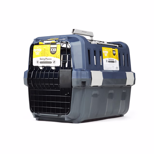 EveryYay Going Places Navy & Grey 2-Door Pet Kennel, 21.5" L X 14.2" W X 14.2" H - Carousel image #1