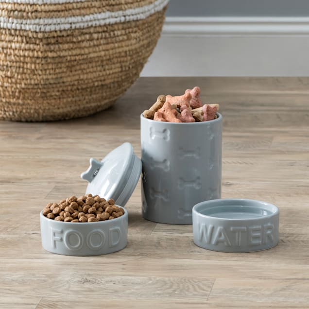 Grey dog food container sale