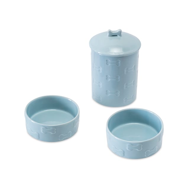 Park Life Designs Manor Treat Jar Dog Bowls Blue Large
