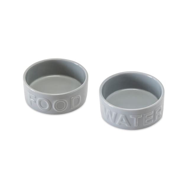 Grey ceramic dog bowl sales