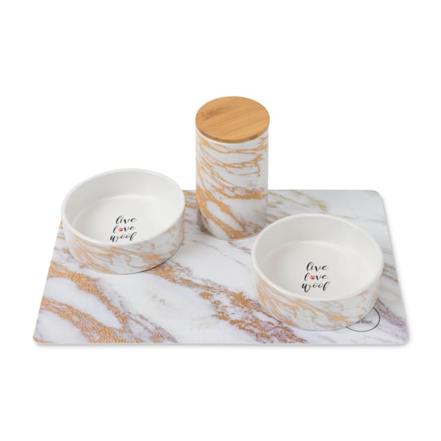 Park Life Designs Daze Dog Treat Jar, Placemat and Bowl, Small, Pack of 4 - Carousel image #1