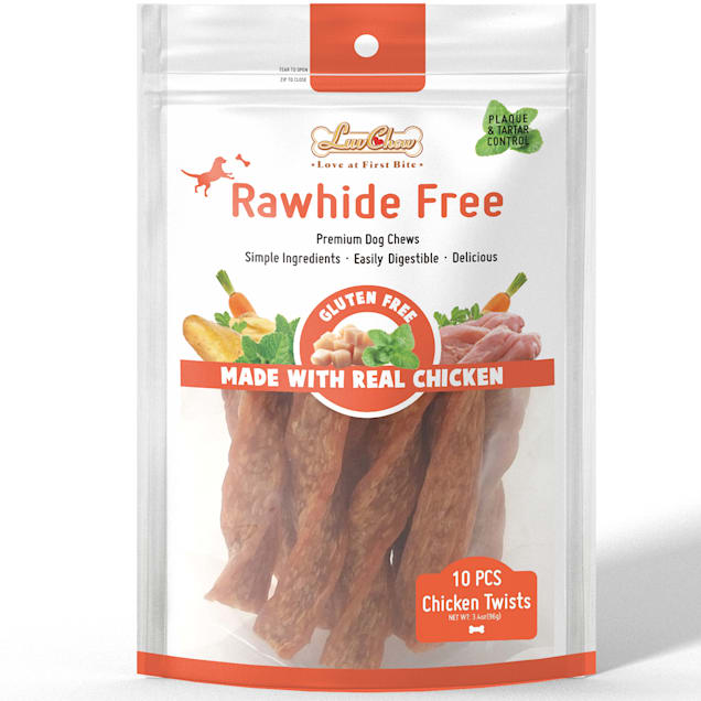 LuvChew Rawhide Free Puffed Chicken Twists Premium Dog Chew Treats, 3.4