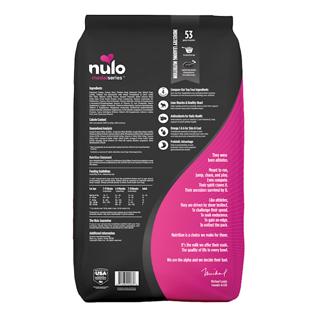 Nulo MedalSeries Grain Free Turkey Cod Dry Cat Kitten Food 12 lbs