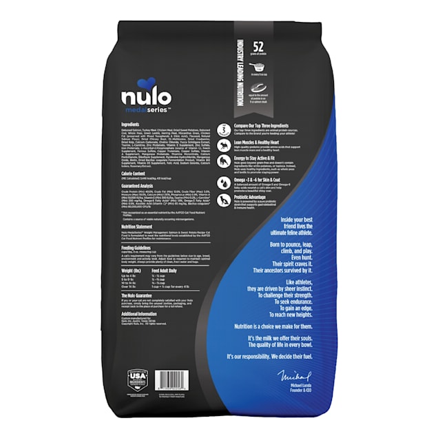Nulo MedalSeries Grain Free Salmon Sweet Potato Adult Weight Management Dry Cat Food 12 lbs. Petco