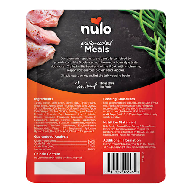 Nulo Gently Cooked Meal Turkey Green Beans Recipe Wet Dog Food