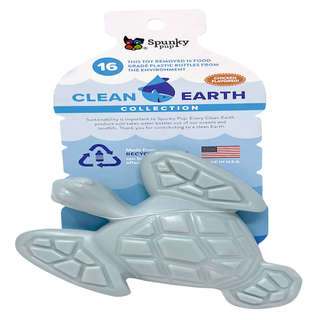 Spunky Pup Clean Earth Recycled Turtle Chew Dog Toy Medium Petco