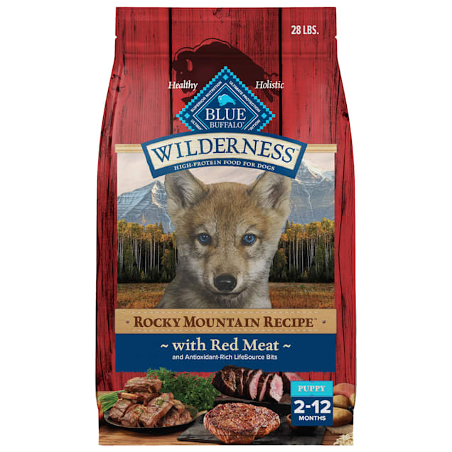 Blue Buffalo Wilderness Puppy Food Beef Venison Lamb 28 lbs