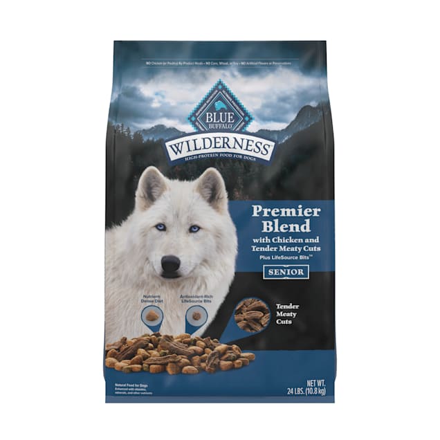 Blue Wilderness Senior Chicken Dog Food with Meaty Cuts 24 lbs