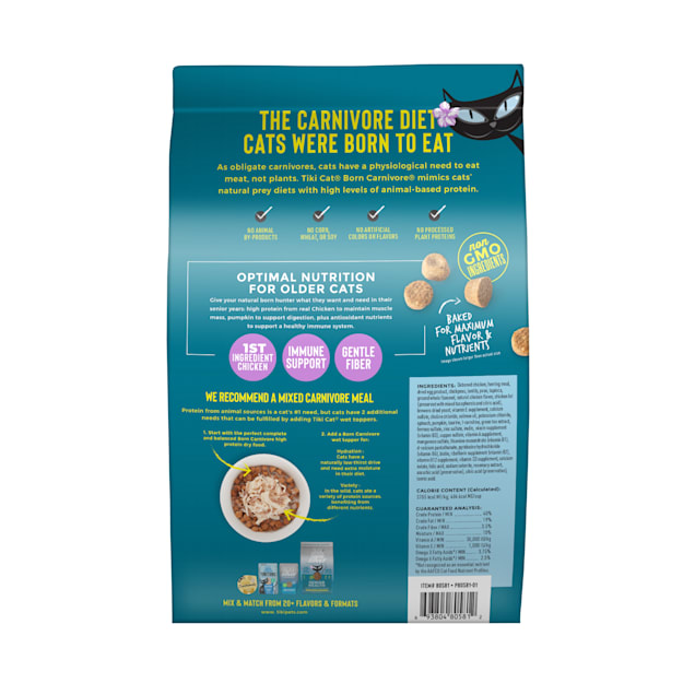 Tiki Cat Born Carnivore Silver Senior Health NON GMO Dry Recipe