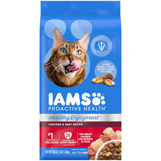 Iams Healthy Enjoyment Chicken Beef Recipe Dry Cat Food 3 lbs