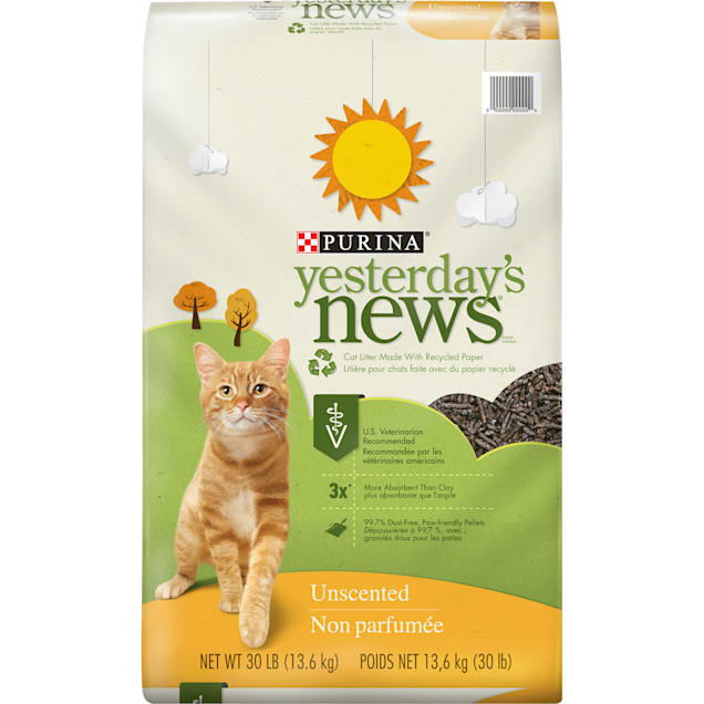 Purina Yesterday's News Paper Unscented Low Tracking Non Clumping Cat Litter, 30 lbs. - Carousel image #1