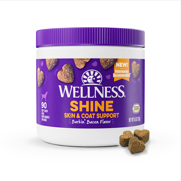 Wellness Barkin Bacon Flavored Soft Chew Skin Coat Supplements for Dogs 45 Count