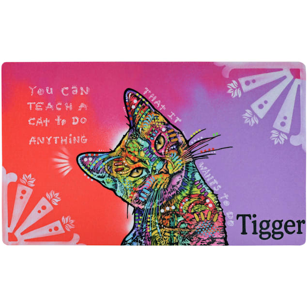 Drymate Dean Russo Teach A Cat Personalized Cat Feeding Mat, 12" L X 20