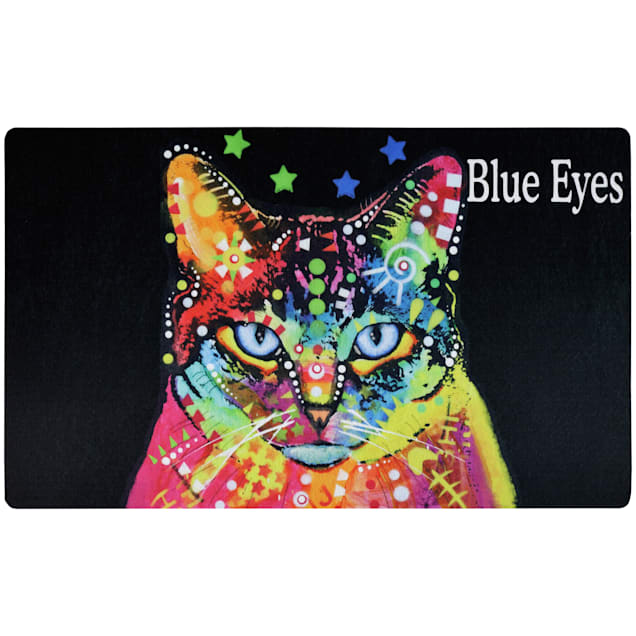 Drymate Dean Russo Blue Eyes Personalized Cat Feeding Mat, 12" L X 20