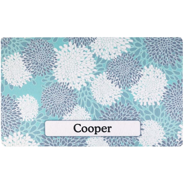 Drymate Indian Summer Turquoise and White Personalized Pet Feeding Mat, 12" L X 20" W X 0.12" H - Carousel image #1