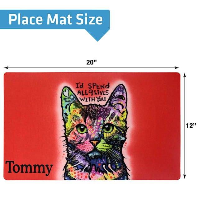 Drymate Dean Russo 9 Lives Personalized Cat Feeding Mat, 12 L X 20 W X  0.12 H