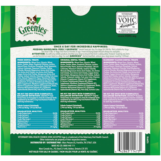 Greenies dog treats clearance ingredients