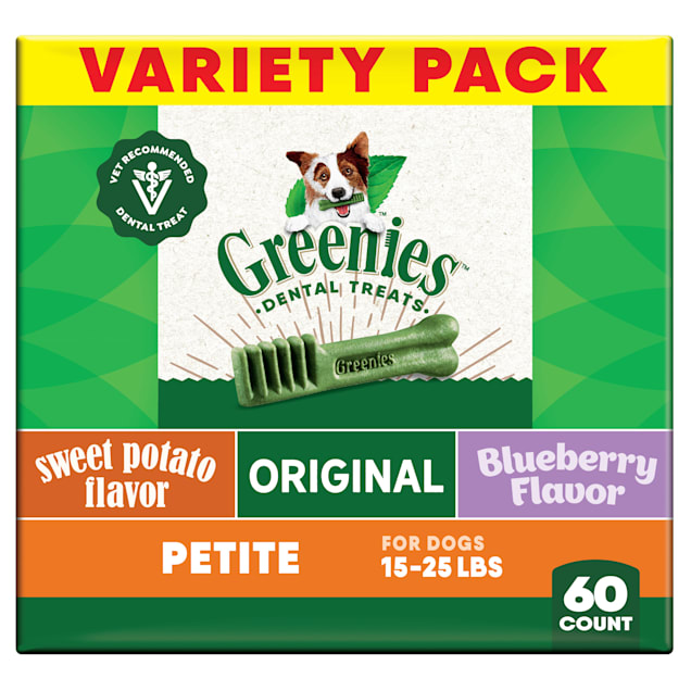 Greenies Adult  Dental Dog Treats Petite Size, 3 Flavors, (3) 12 oz. Packs, 60 Count - Carousel image #1