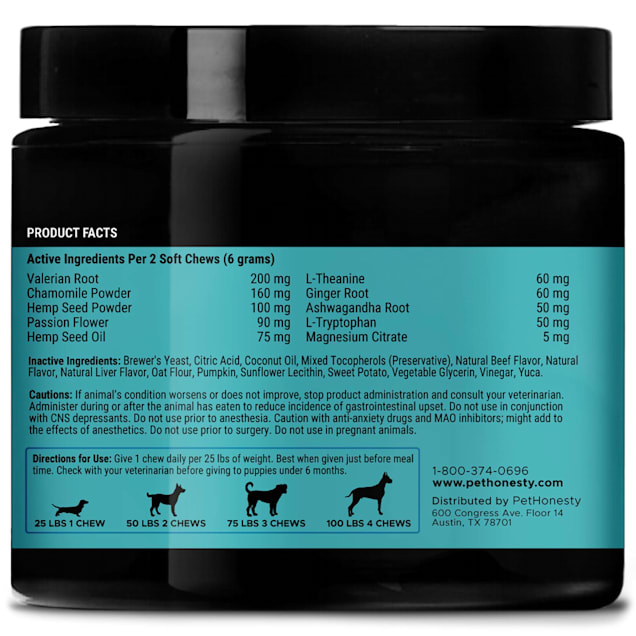 Pet Honesty Hemp Calming Beef Live Flavor Soft Chews for Dogs