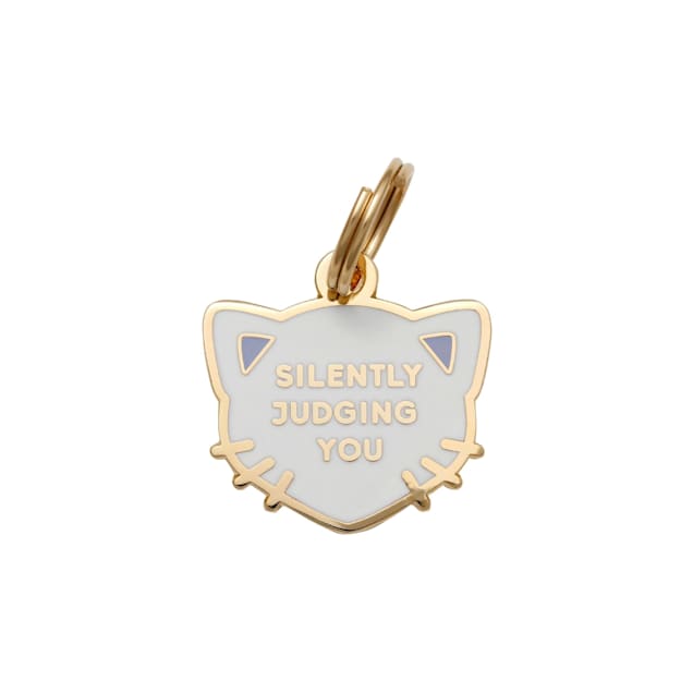Two Tails Pet Company Silently Judging You Pet ID Tag White