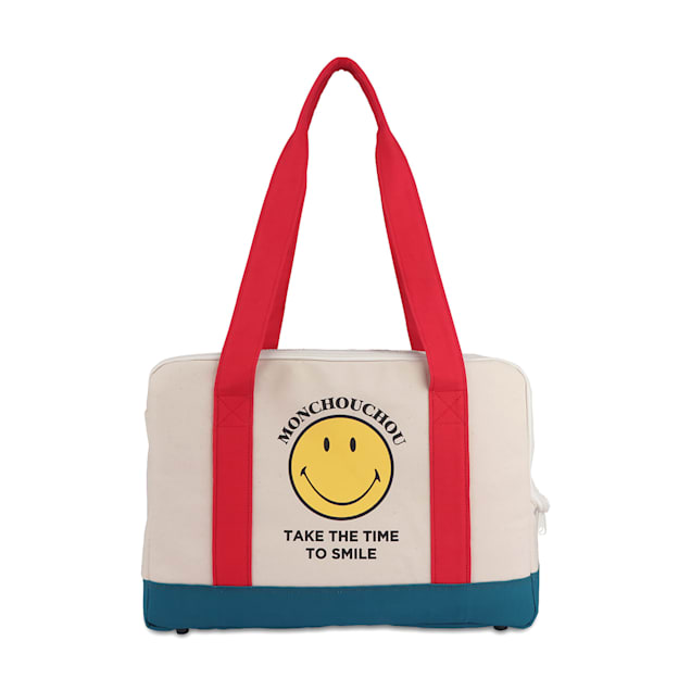 Pets So Good Red/Blue Smiley Dog Carrier, Medium - Carousel image #1