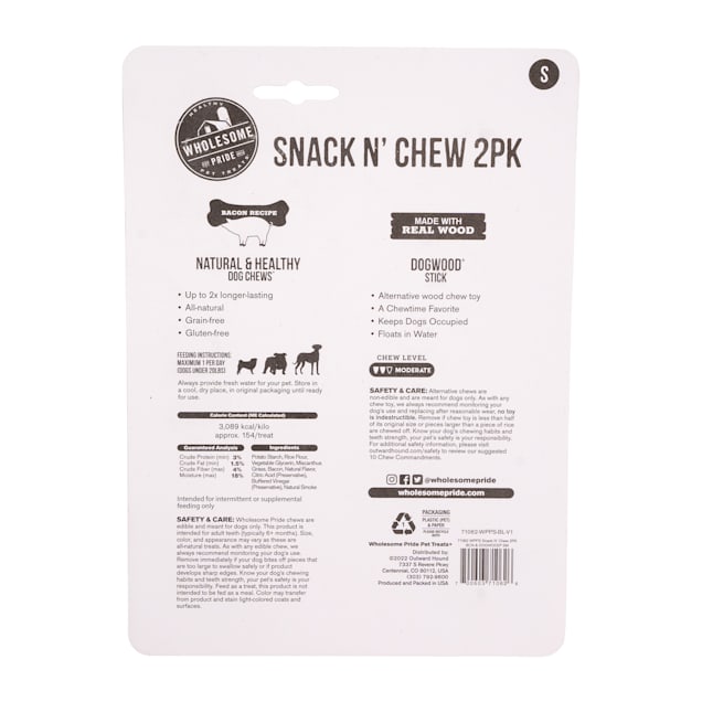 Wholesome Pride Snack N Chew Bacon Edible Dogwood Stick Chew