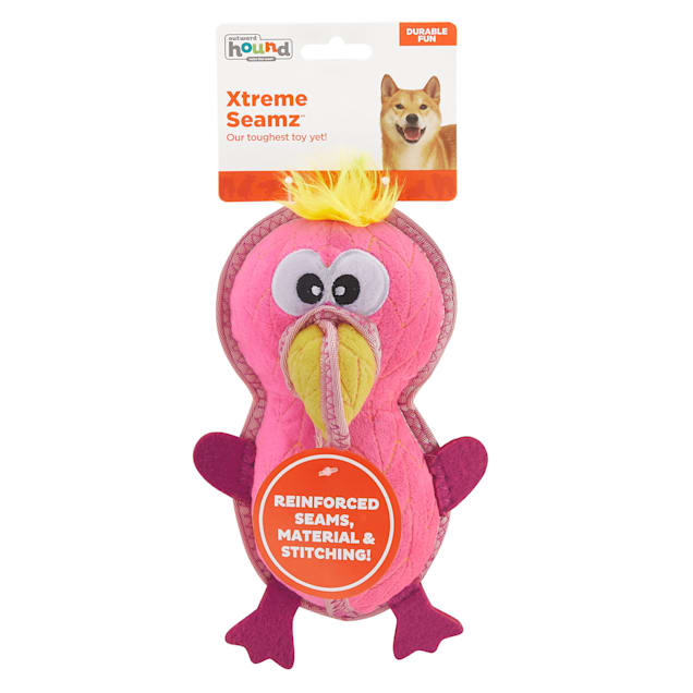 Outward Hound Xtreme Seamz Flamingo Squeaky Durable Dog Toys