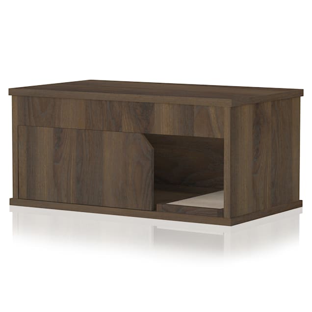 Way Basics Cat Litter Box with One Door in Royal Walnut