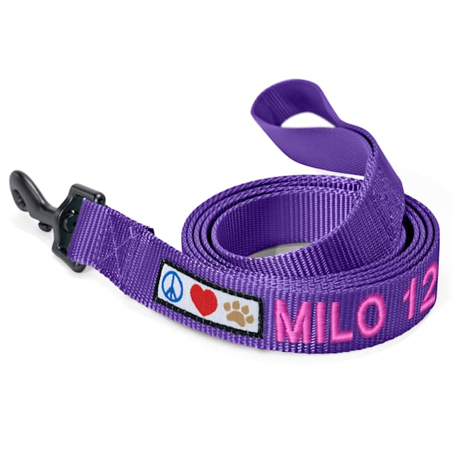 Pawtitas Solid Purple Color Personalized Dog Leash 6 ft. X Small
