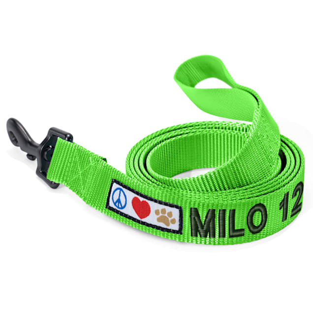 Pawtitas Solid Green Color Personalized Dog Leash 6 ft. X Small