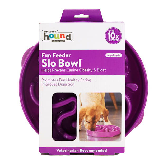 Outward Hound Fun Feeder Purple Slo Bowl, Slow Feeder Dog Bowl