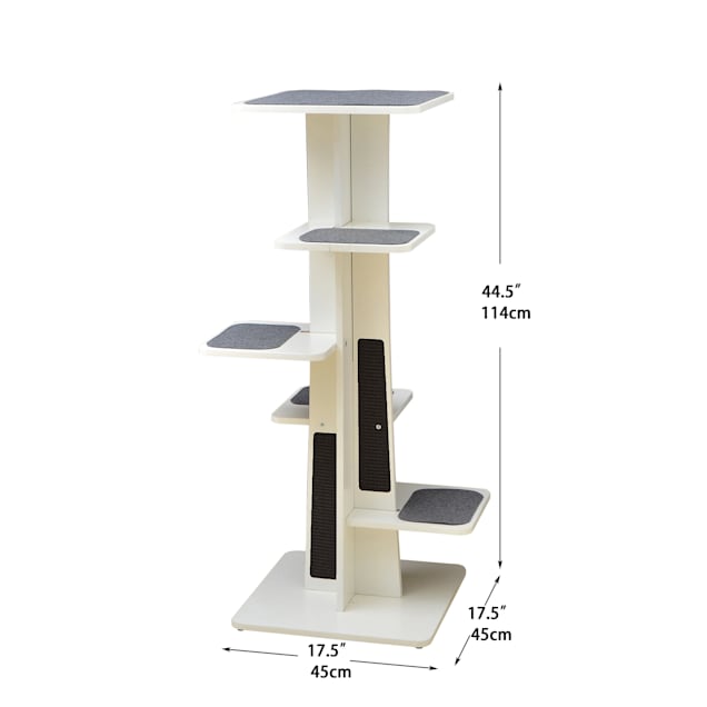 PetPals Group Modern Tower 6 Level Cat Tree with Cozy Felt Mats Sisal Scratching Pads 17.5 L X 17.5 W X 44.5 H Petco