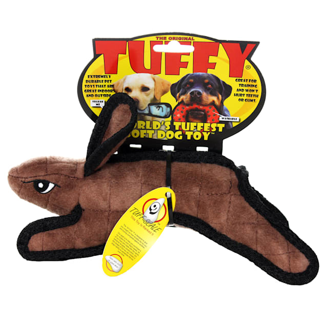 These Tuffy toys don't last but a week in our house. We have a limit of how  long they can have them by themselves. They are strong toys. But our big boy