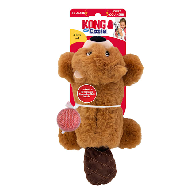 KONG Cozie Pocketz Beaver Dog Toy, Medium