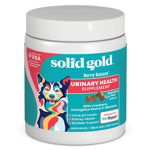 Solid Gold Berry Balance Urinary Health Smoked Bacon Flavor Dog Chews, 7.4 oz., Count of 120 - Carousel image #1